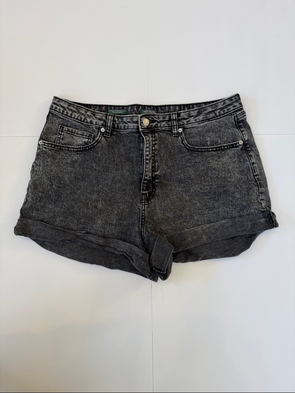 wild fable Washed Black Roll-Hem Denim Shorts
